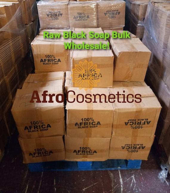 Raw African Black Soap Bar, Organic Shea Butter, Vegan Soap