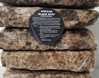 Freshly Imported Raw African Black Soap Bar From Ghana, 100% Pure Natural Organic Unrefined For Face, Body and Hair