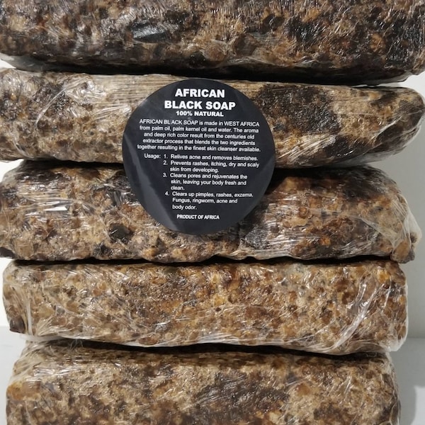 Freshly Imported Raw African Black Soap Bar From Ghana, 100% Pure Natural Organic Unrefined For Face, Body and Hair