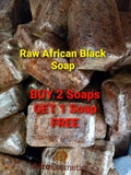 Raw African Black Soap Bar, 100% Pure Natural Organic Unrefined From Ghana  BUY 2 Get 1 Free