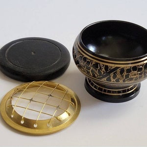 Brass Charcoal burner and Coaster, Incense Holder, Incense Burner, Charcoal Burner For Smudging, Yoga, Meditation, Gift image 5