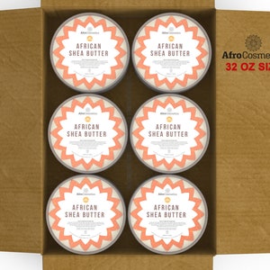 Raw African Shea Butter 32 oz Containers Bulk Wholesale, 100% Pure Natural Organic Unrefined Moisturizer For Face, Body, Hair and Soap.