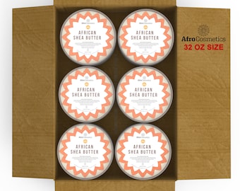 Raw African Shea Butter 32 oz Containers Bulk Wholesale, 100% Pure Natural Organic Unrefined Moisturizer For Face, Body, Hair and Soap.