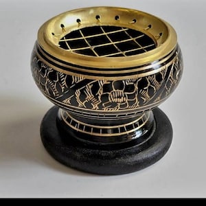Brass Charcoal burner and Coaster, Incense Holder, Incense Burner, Charcoal Burner For Smudging, Yoga, Meditation, Gift image 4