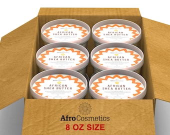 Raw African Shea Butter 8 oz Containers Bulk Wholesale, 100% Pure Natural Organic Unrefined Moisturizer For Face, Body, Hair and Soap.