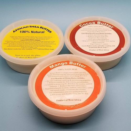 Shea Butter Cocoa Butter Mango Butter Trio Bundle Natural Etsy