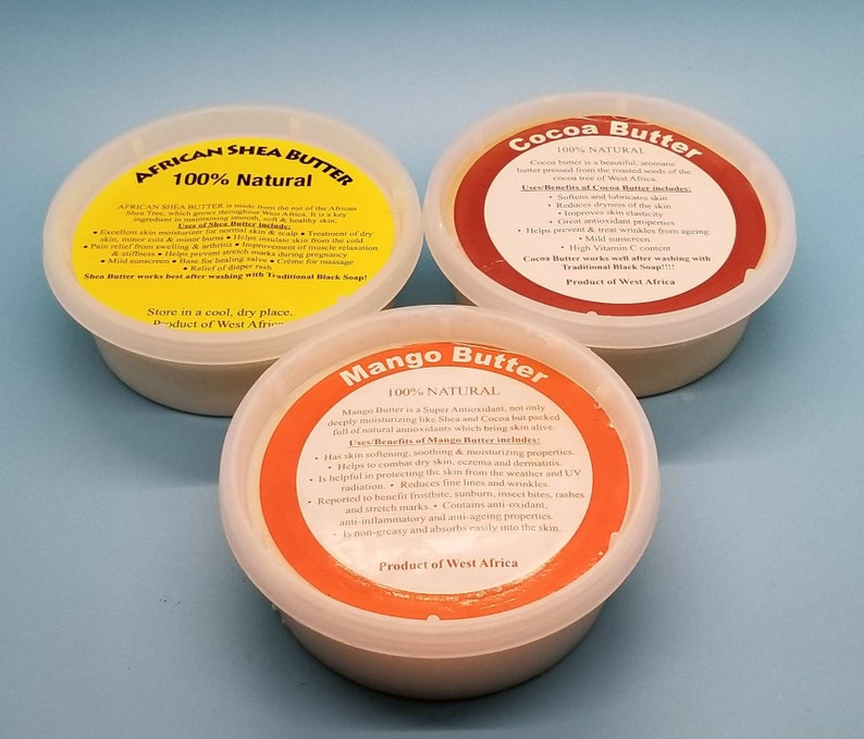 Shea Butter Cocoa Butter Mango Butter Trio Bundle Natural Etsy