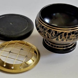 Brass Charcoal burner and Coaster, Incense Holder, Incense Burner, Charcoal Burner For Smudging, Yoga, Meditation, Gift image 2