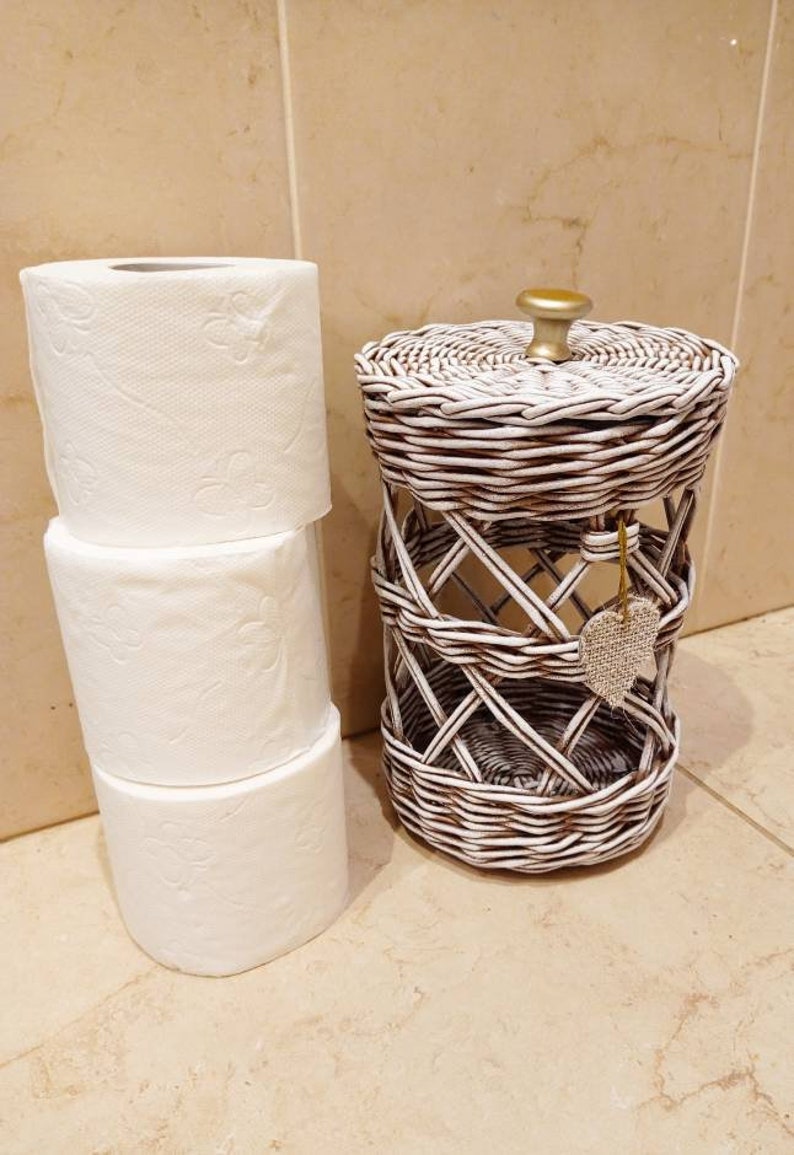 Toilet paper holder Bathroom basket White basket for toilet Etsy