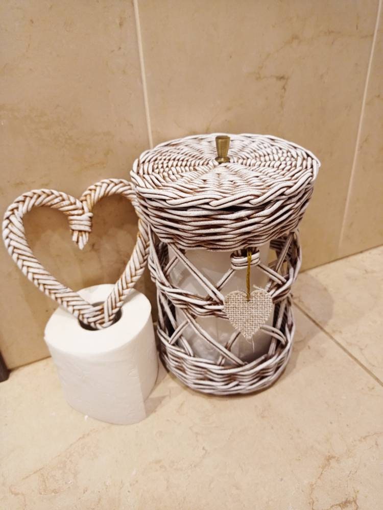 Toilet paper holder Bathroom basket White basket for toilet Etsy