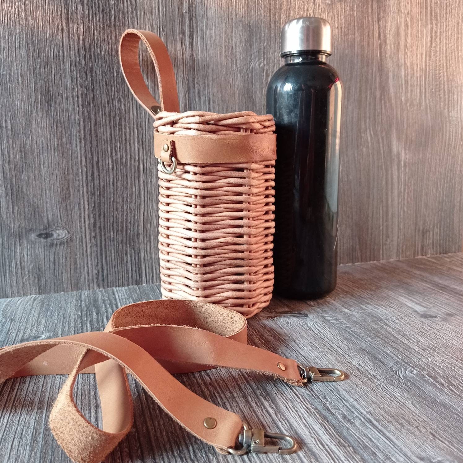 Bottle holder bottle shoulder bag water bottle basket Etsy