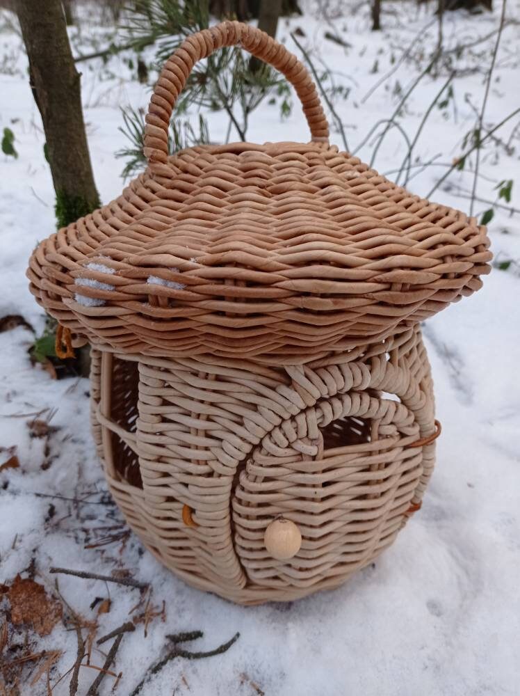 Wicker toy house Mushroom house Basket for toy Funny basket Etsy