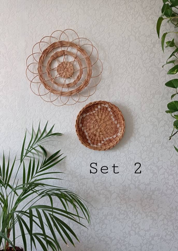 Set wall baskets Hanging boho baskets wall decor boho wall Etsy
