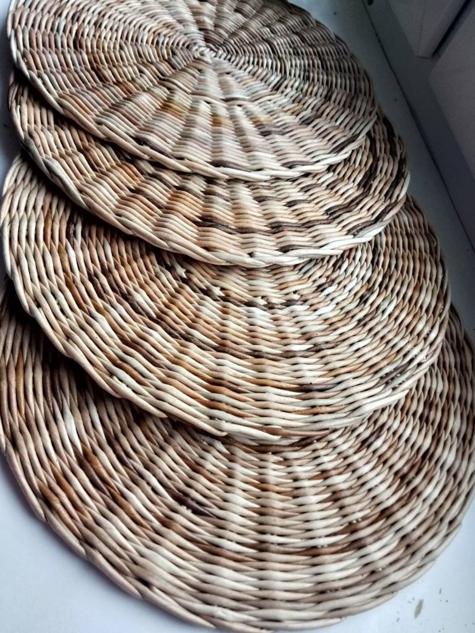 Round wicker placemats melange natural color Serving Etsy