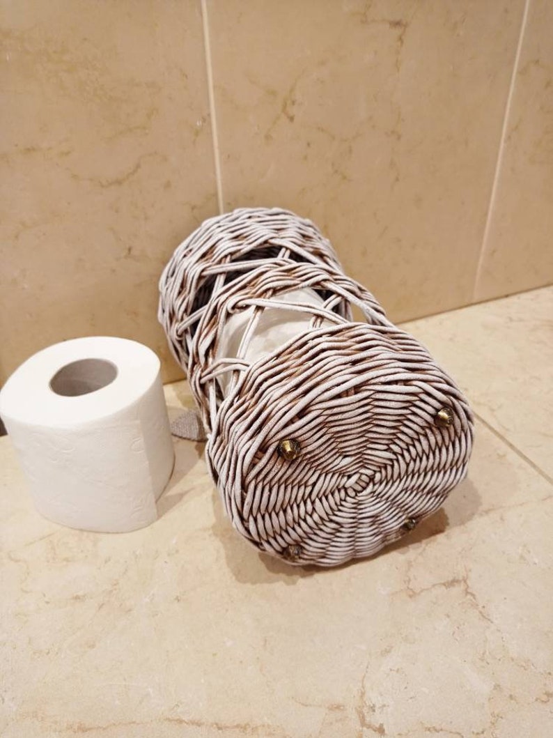 Toilet paper holder Bathroom basket White basket for toilet Etsy