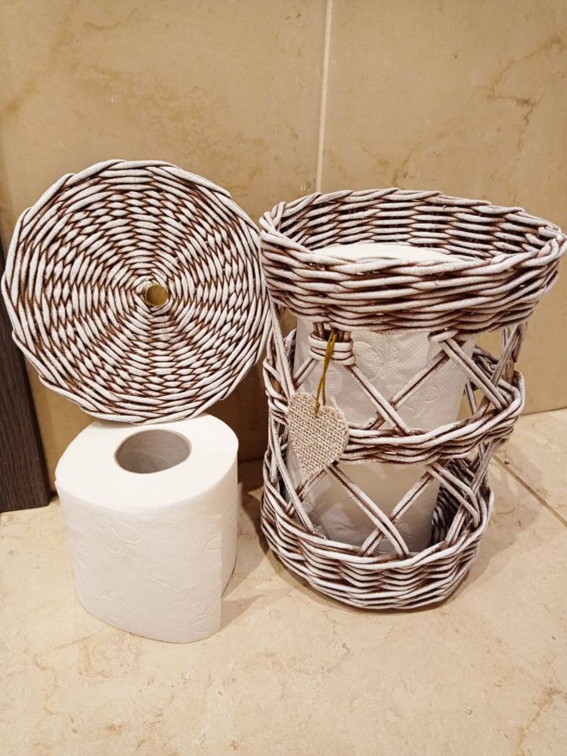 Toilet paper holder Bathroom basket White basket for toilet Etsy