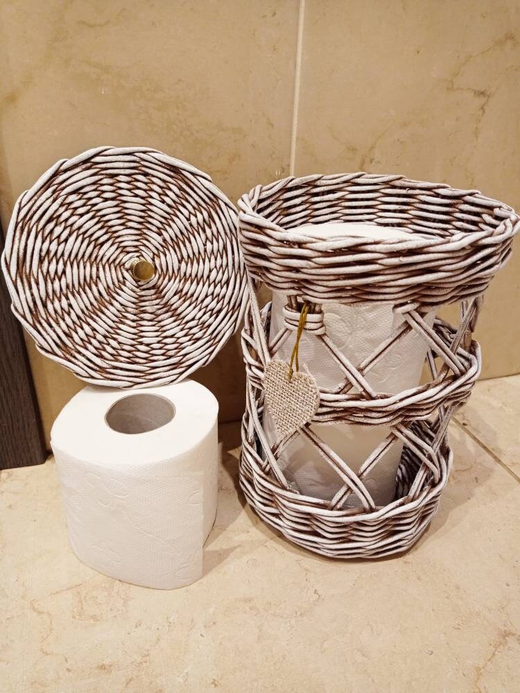Toilet paper holder Bathroom basket White basket for toilet Etsy