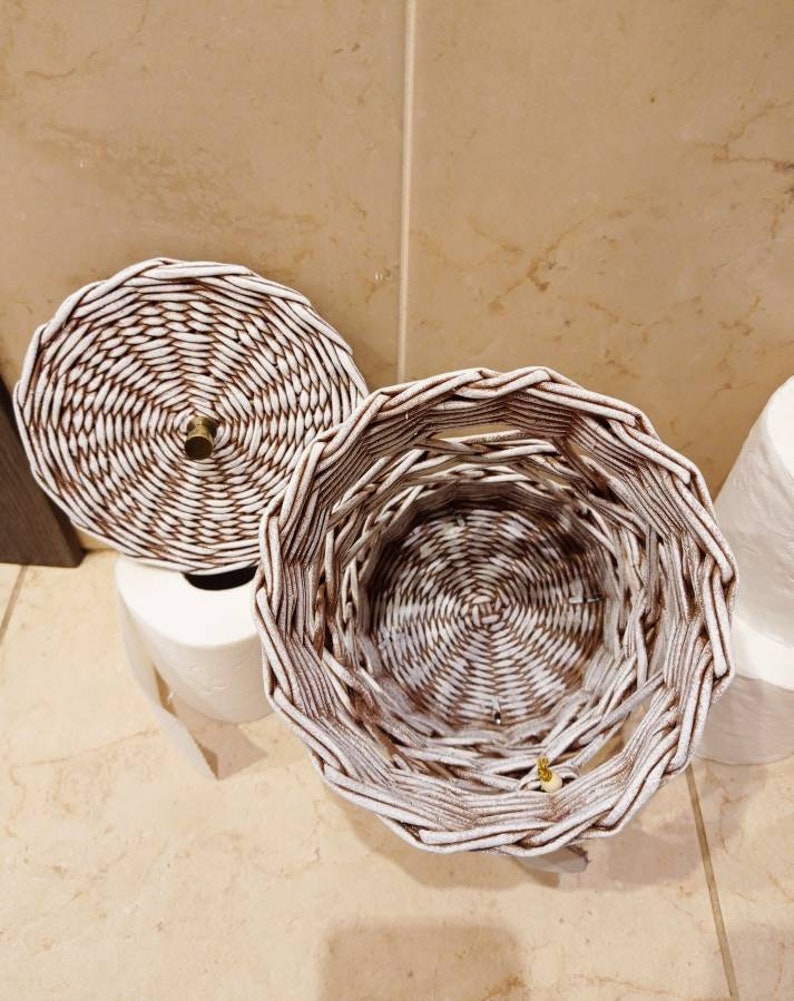 Toilet paper holder Bathroom basket White basket for toilet Etsy