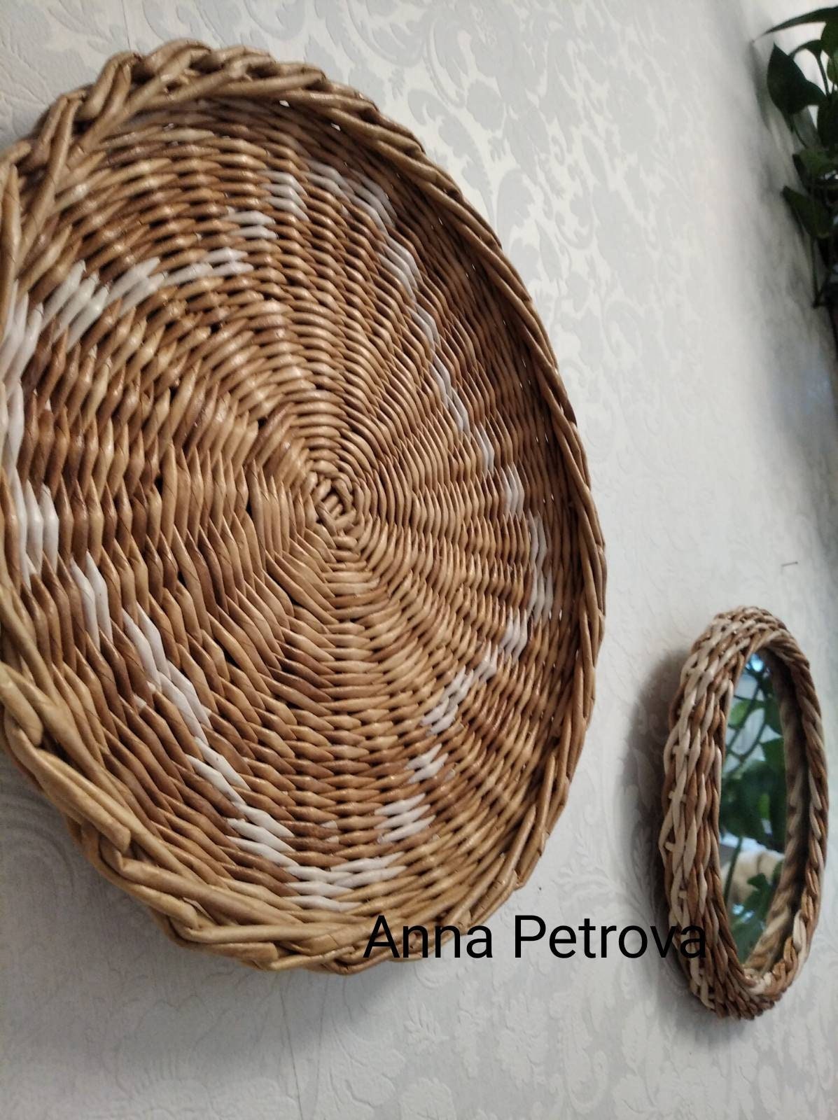 Set Wall Basket With Mirror Round Wicker Hanging - Round Wicker Baskets To Hang On Wall Set Wall Basket With Mirror Round Wicker Hanging - Round Wicker Baskets To Hang On Wall