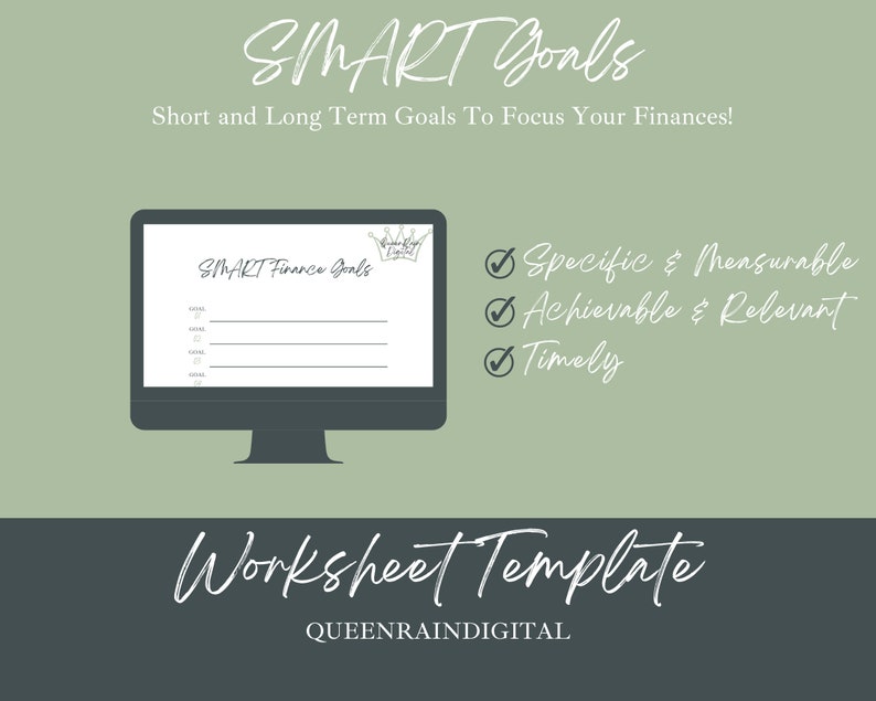 SMART Goal Worksheet, Printable Download, Setting Goals, Goal Setting ...