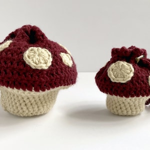 Crochet Pattern: Big & Small Mushroom Dice Bags