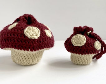 Crochet Pattern: Big & Small Mushroom Dice Bags