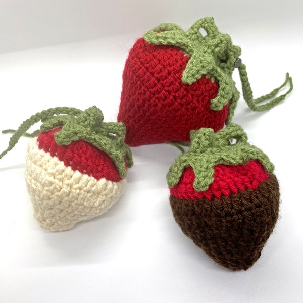Crochet Pattern: Strawberry Dice Bag