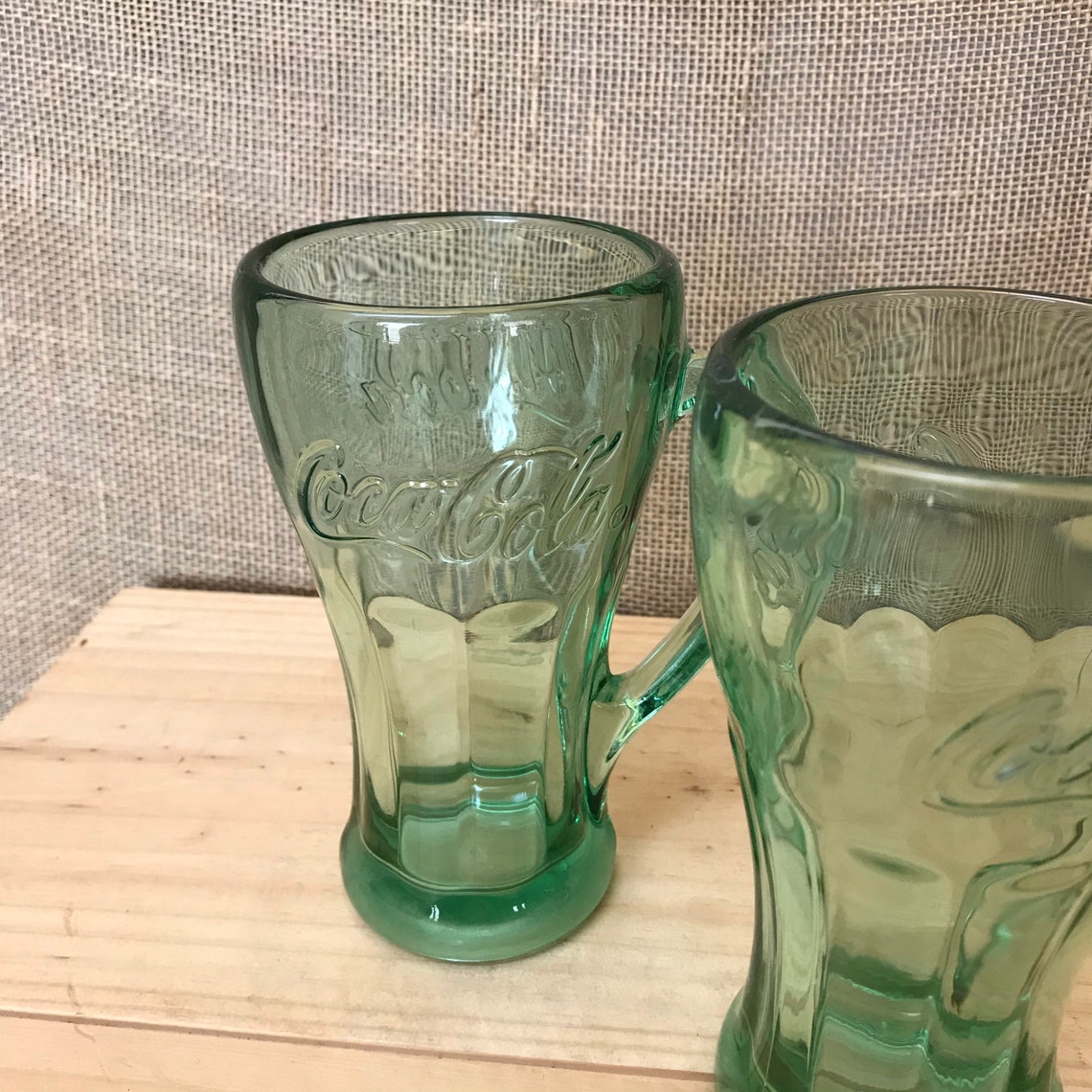 Vintage Set of 2 Coca Cola Glasses With Handles Diner Style Etsy