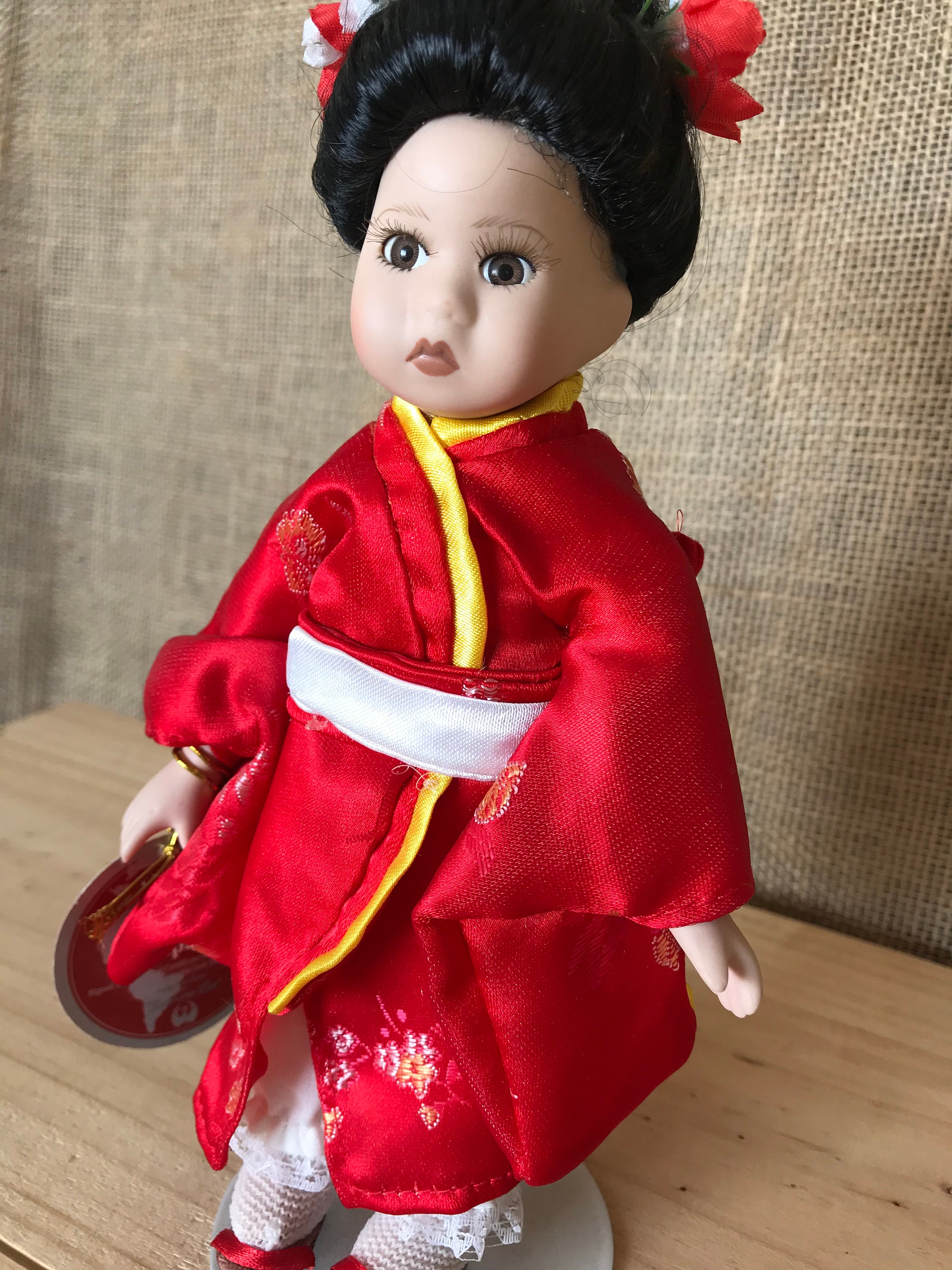 Vintage Porcelain Japanese Doll Kimono Clothes Red Japan Etsy