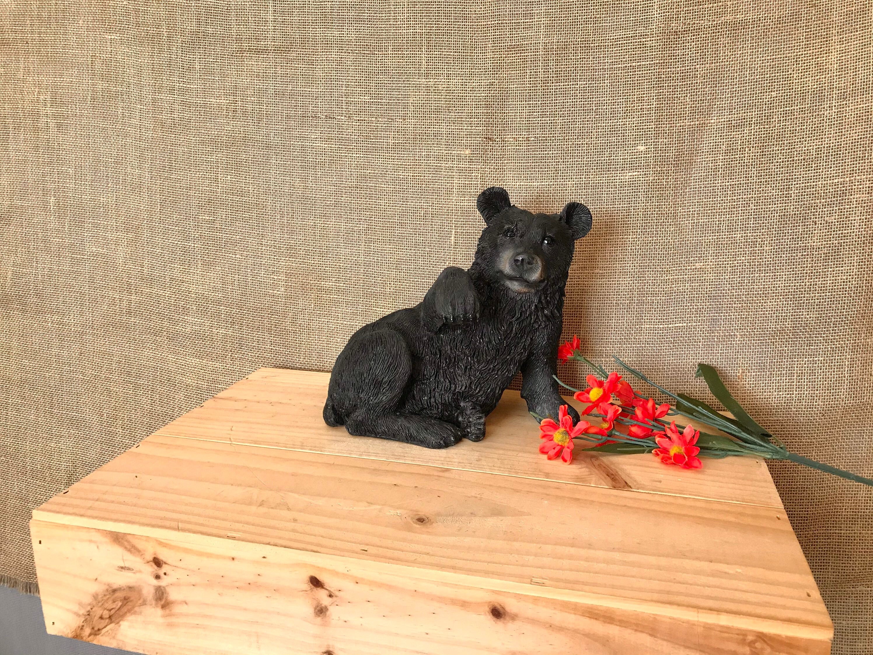 Black Bear Sculpture Laying Down Figurine Sculpted Lodge Decor Etsy