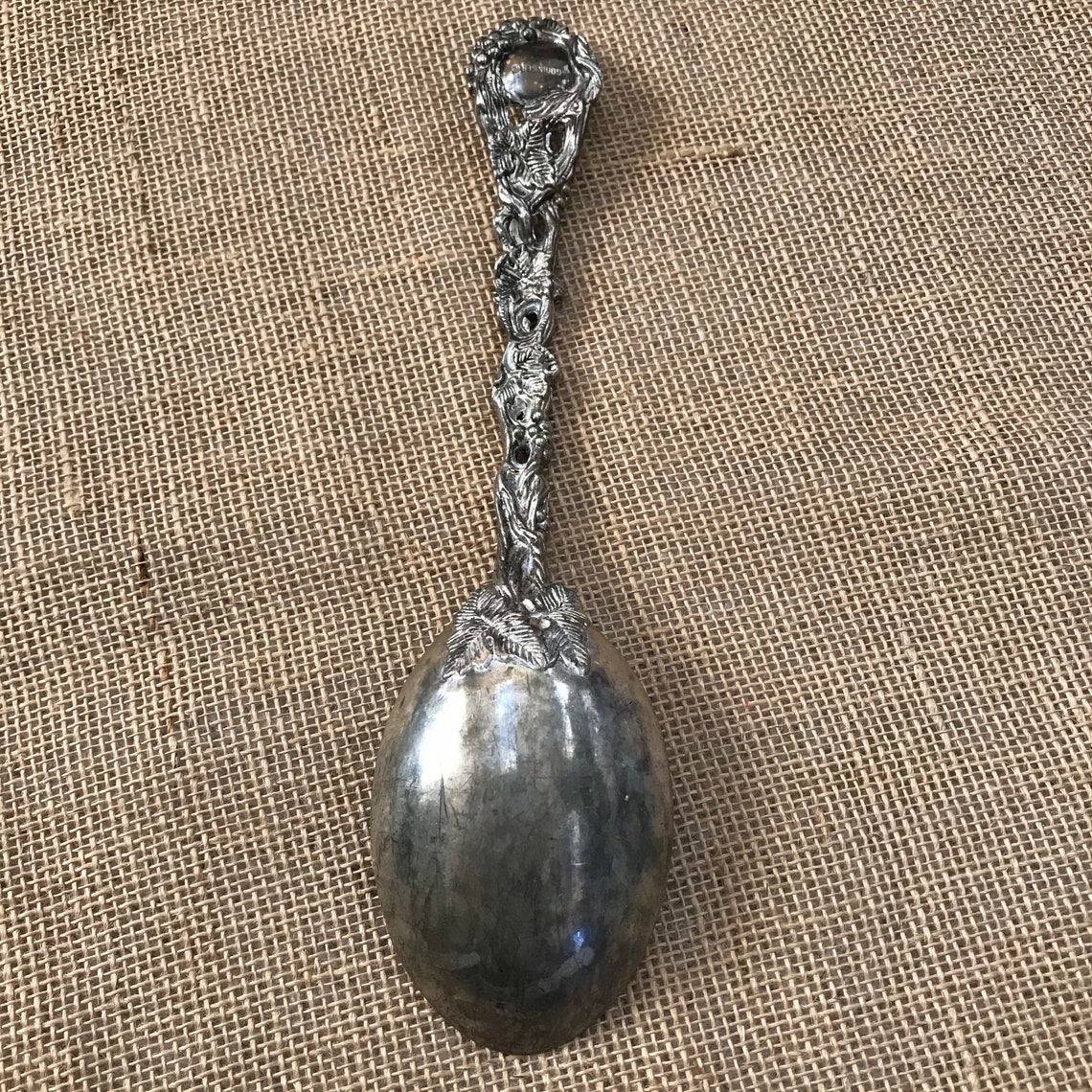 Vintage Godinger Serving Spoon Large Silver Ornate Grapevine Etsy