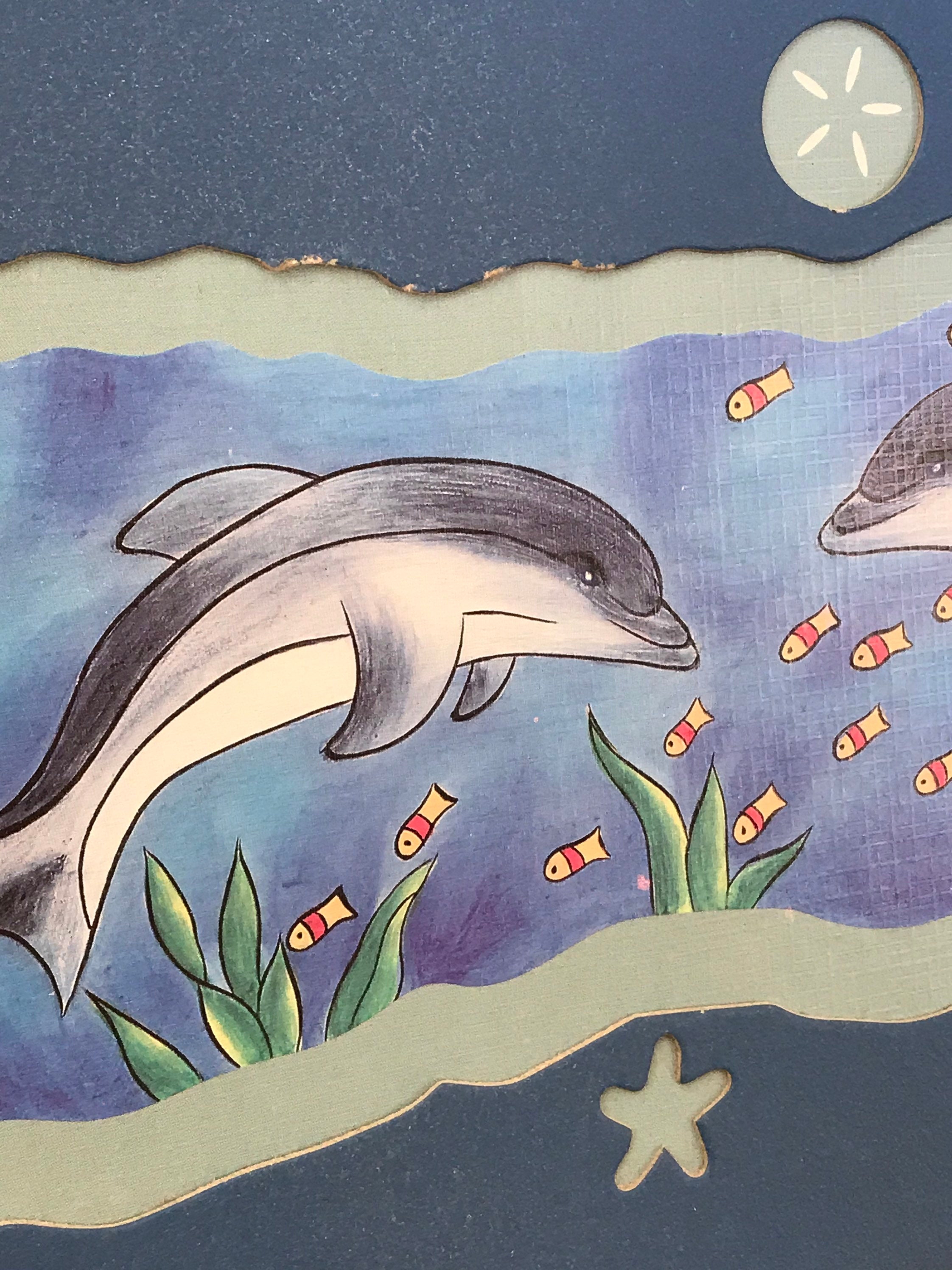 Dolphin Wall Art Hanging Framed Picture Nautical Decor Etsy