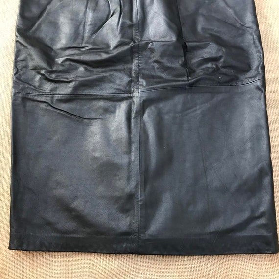 Vintage Leather Skirt with Pockets Size 8 Black R… - image 5