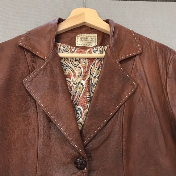 Leather Made in Mexico Size 40 70s Jacket Coat 19… - image 3