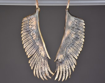 Brooke Stone Eagle Wing Earrings in Bronze
