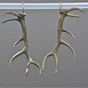 Brooke Stone Elk Antler Earrings in Bronze