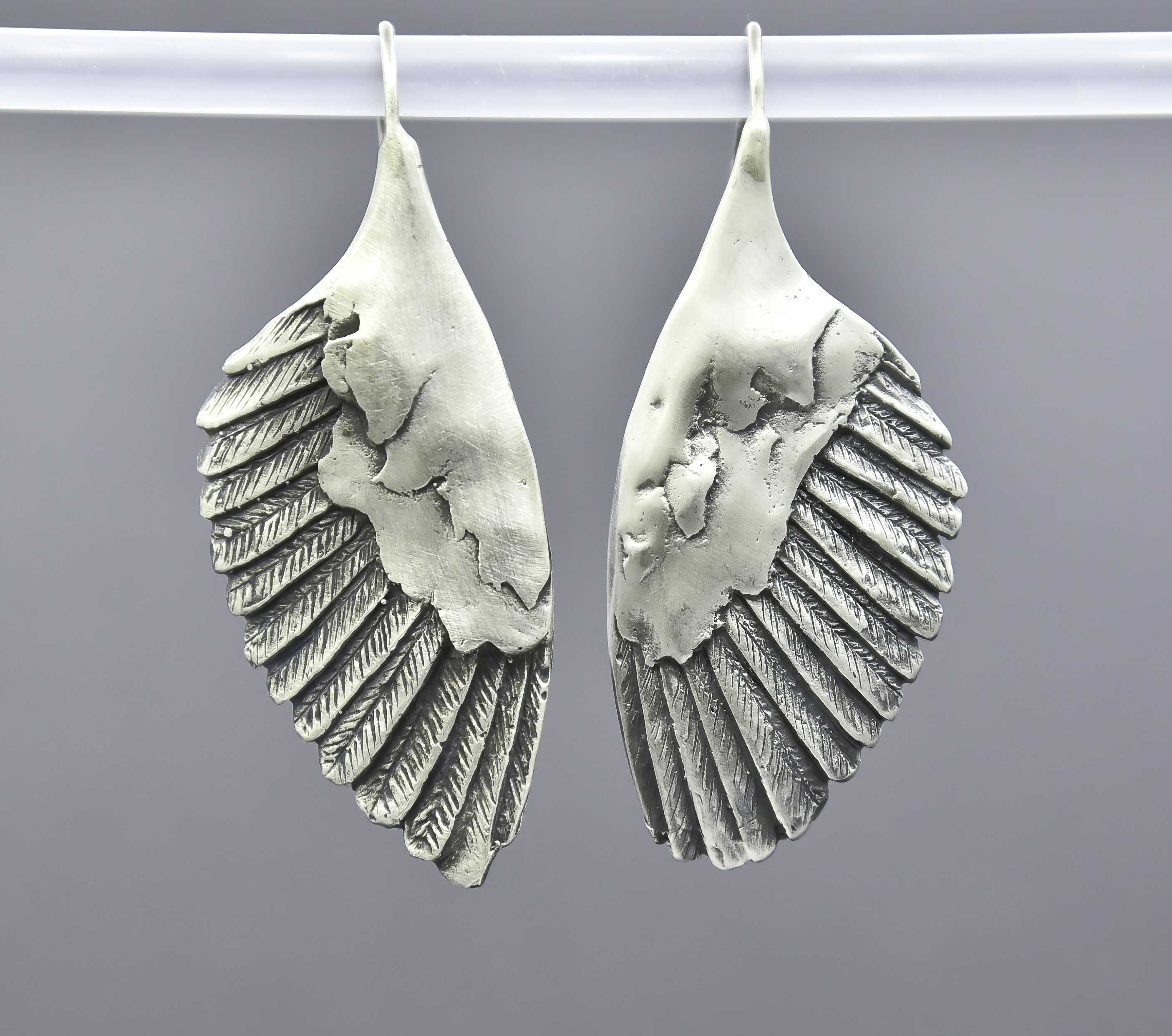 Brooke Stone Owl Wing Earrings in Silver