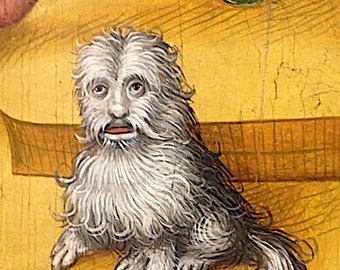 Spaced Out Doggo Medieval Art Print, dog gift, wall art, framable print, authentic art, medieval dogs, bestiary, marginalia, unique dog art