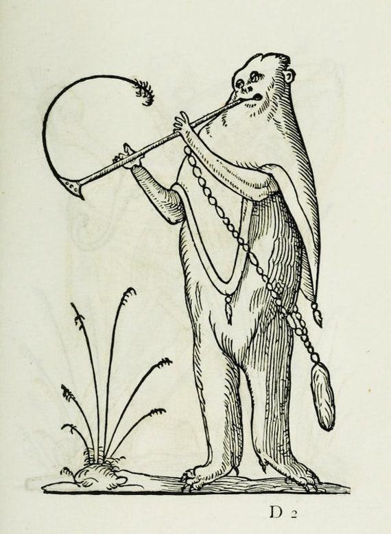 Recorder I Renaissance Print, Medieval Art, Woodcut, Richard