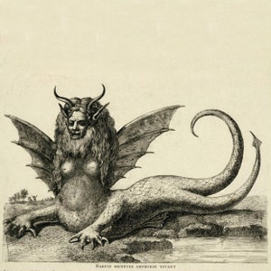 Happy Harpy Enlightenment Print, wystrój domu, sztuka piękna, mityczne stworzenie, rewolucja francuska, Maria Antonina, polityka, syrena, syrena