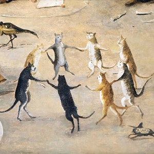 Circle Dance Renaissance Katze Druck, Mittelalter Geschenk, Cottagecore, Forestcore, Gothic, Forestcore, Heimdeko, Absurd,