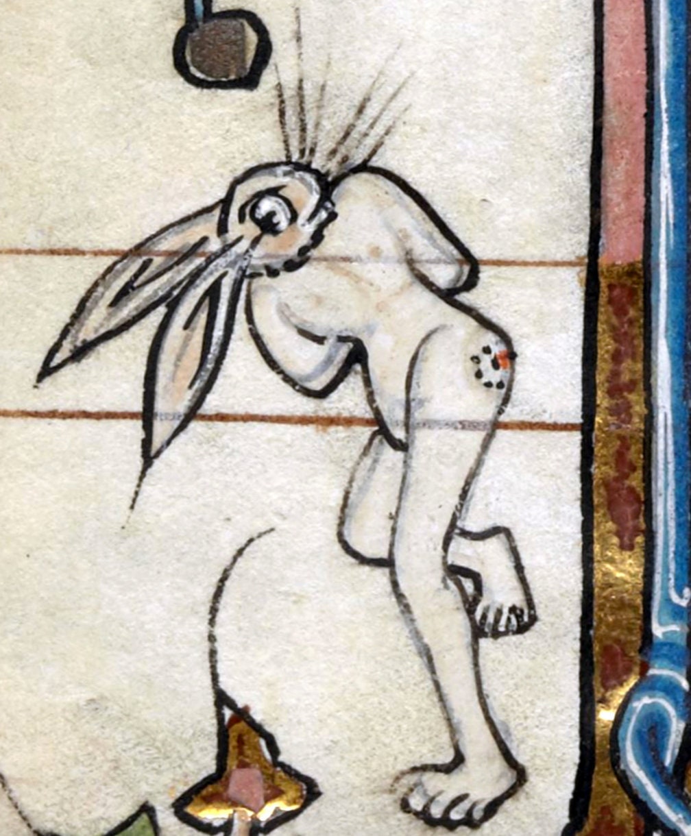 Mischievous Rabbit Medieval Print, rabbit gift, home decor authentic art, medieval rabbits, bestiary, marginalia, hare, cottagecore