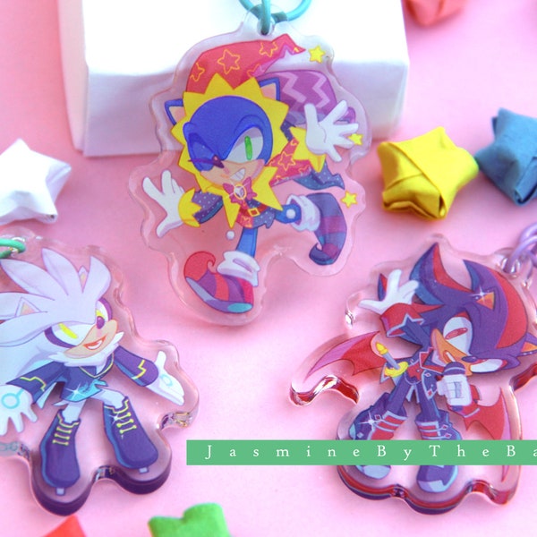 Pendentifs et stickers argentés pour déguisement Sonic Shadow