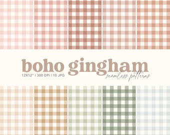 Boho Checkers Boho Muted Checkers Seamless Patterns, Earth Tone Checks Repeating ...