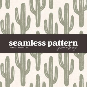 Modèle sans couture de cactus Saguaro vert sauge, motif répétitif de cactus du sud-ouest des États-Unis, fond de papier numérique Boho bébé et enfants