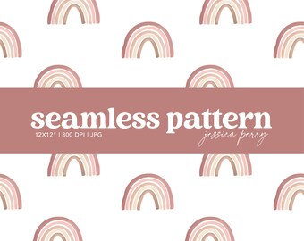 Boho regnbåge sömlöst mönster, rosa akvarell regnbåge upprepande mönster, regnbåge digital papper bakgrund, babyflicka barnrumstapet