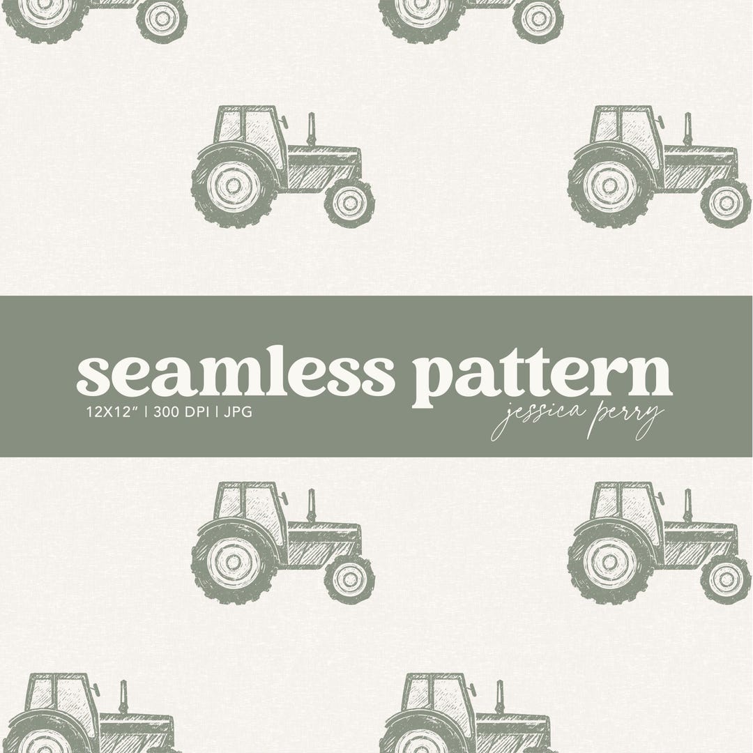 Green Tractor Seamless Pattern, Baby and Kids Nursery Farm Repeating ...