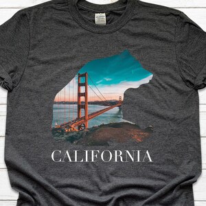 heather grey t shirt with a bear with text saying California