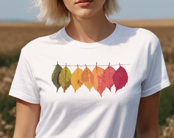 Höstlöv, hösttröja, Jordens dag-t-shirt, natur-t-shirt, hösttröja, naturälskare-tröja, friluftströja, färgglada löv, lövtröja