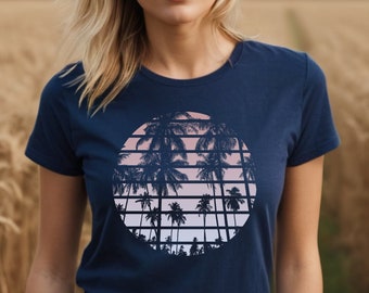 Palm Tree Shirt - Summer shirt - Vacation shirt - Vintage Palm Tree Shirt - Tropical T Shirt - Tropical Sunset - Summer Vibes Apparel